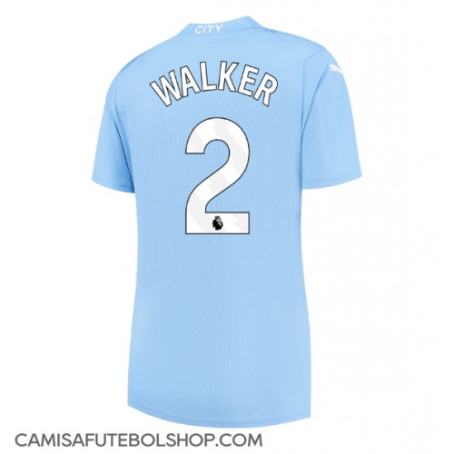 Camisa de time de futebol Manchester City Kyle Walker #2 Replicas 1º Equipamento Feminina 2023-24 Manga Curta